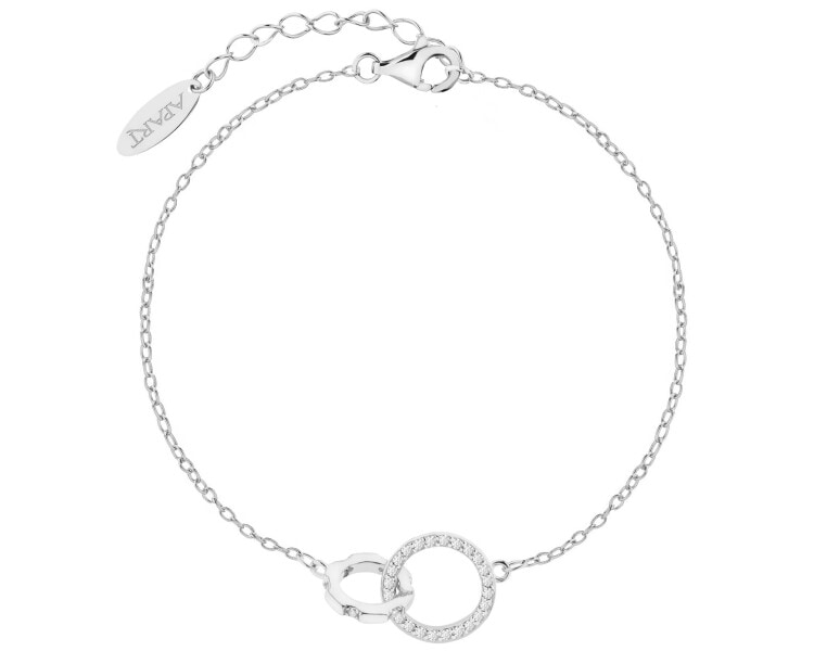 Rhodium Plated Silver Bracelet with Cubic Zirconia