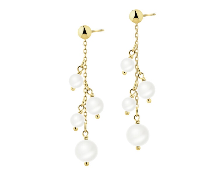 Gold-Plated Silver Dangling Earring with Pearl