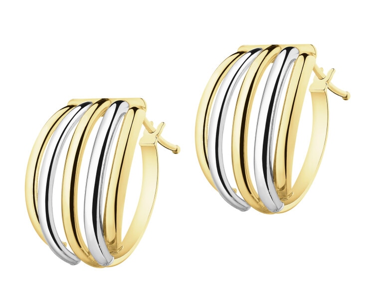 9 K Rhodium-Plated Yellow Gold Earrings 