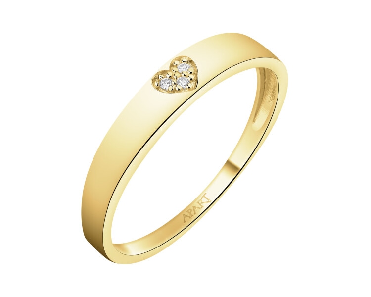 8 K Yellow Gold Band Ring with Cubic Zirconia