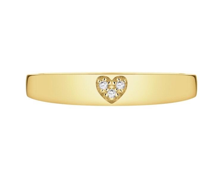 8 K Yellow Gold Band Ring with Cubic Zirconia