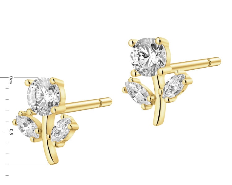 8 K Yellow Gold Earrings with Cubic Zirconia