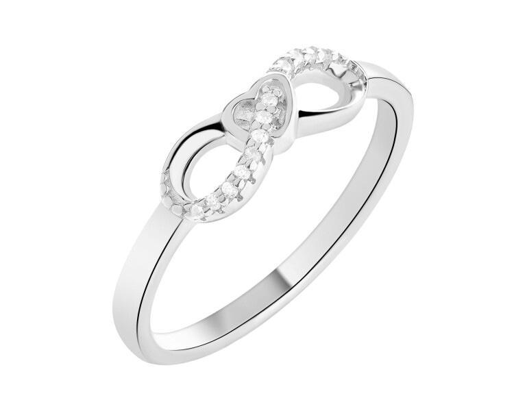 Rhodium Plated Silver Ring with Cubic Zirconia