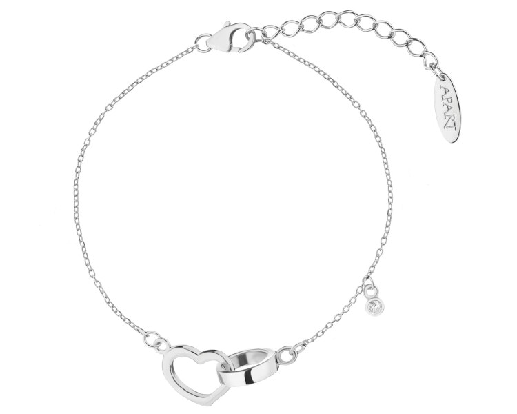 Rhodium Plated Silver Bracelet with Cubic Zirconia