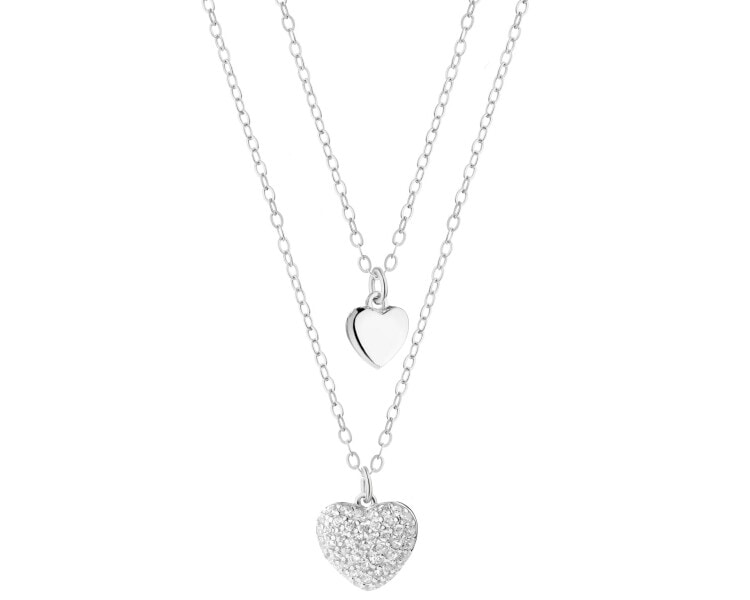 Rhodium Plated Silver Necklace with Cubic Zirconia