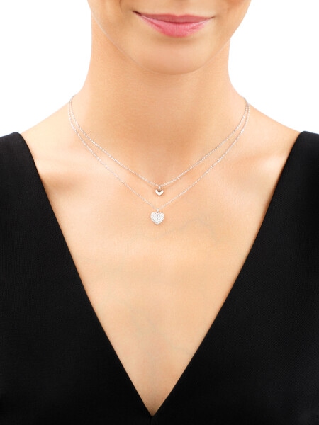 Rhodium Plated Silver Necklace with Cubic Zirconia