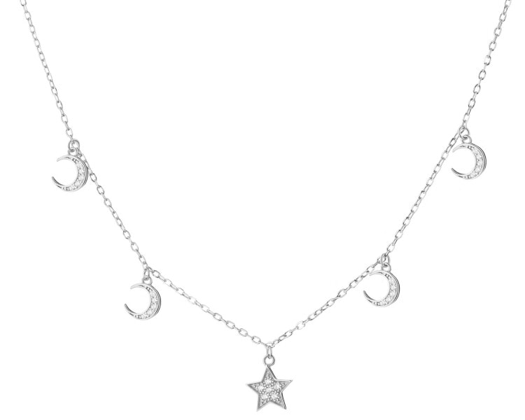 Rhodium Plated Silver Necklace with Cubic Zirconia