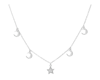 Stříbrný náhrdelník se zirkony - měsíce, hvězda