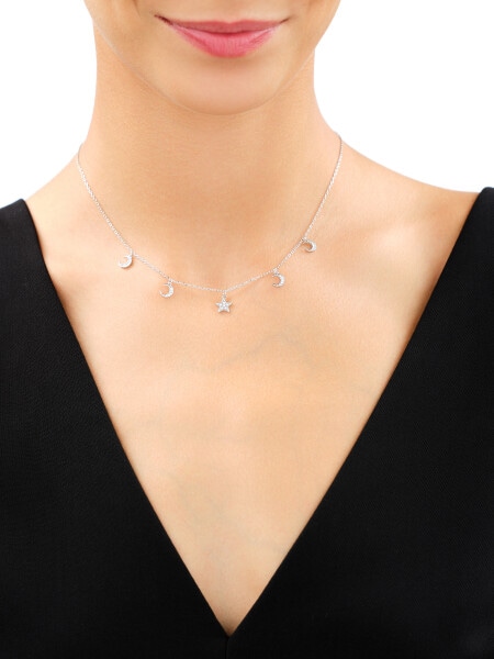 Rhodium Plated Silver Necklace with Cubic Zirconia