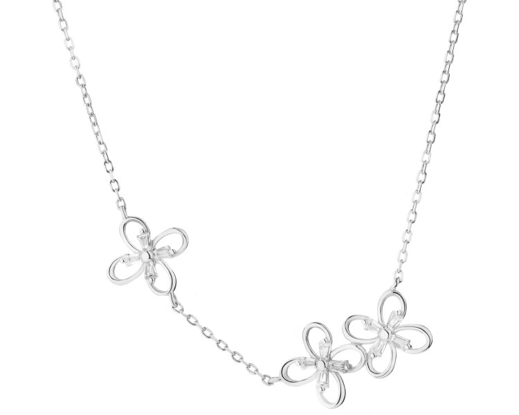 Rhodium Plated Silver Necklace with Cubic Zirconia