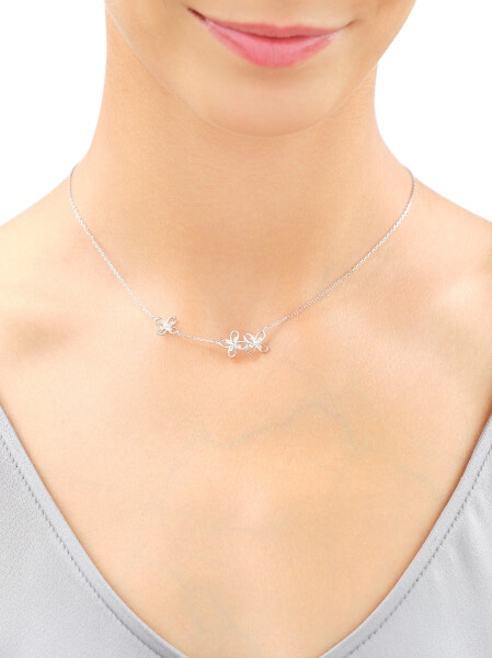 Rhodium Plated Silver Necklace with Cubic Zirconia