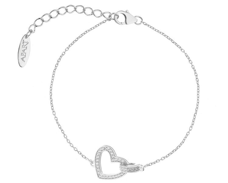 Rhodium Plated Silver Bracelet with Cubic Zirconia