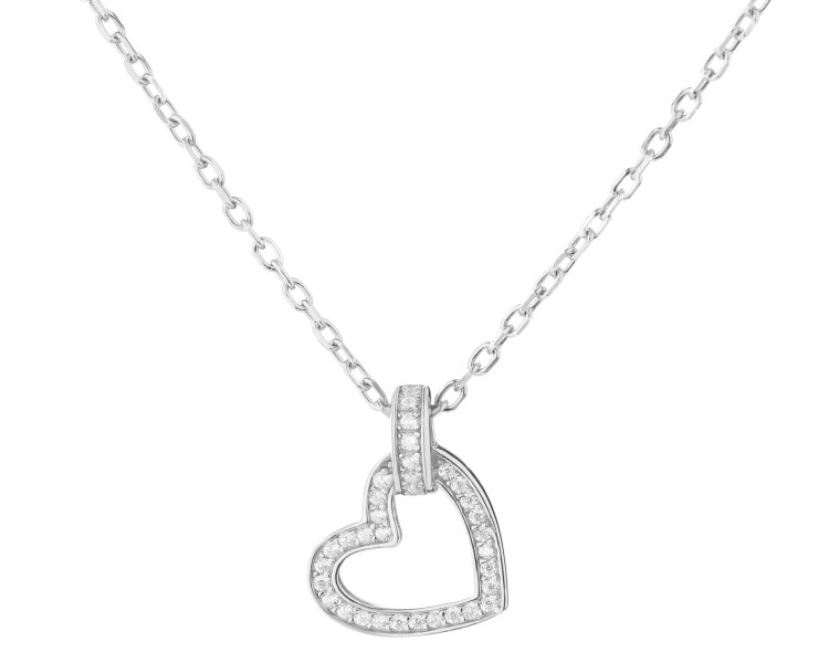 Rhodium Plated Silver Necklace with Cubic Zirconia