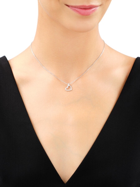 Rhodium Plated Silver Necklace with Cubic Zirconia