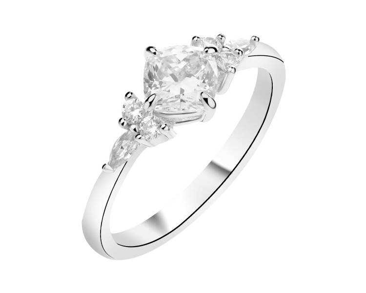 Rhodium Plated Silver Ring with Cubic Zirconia