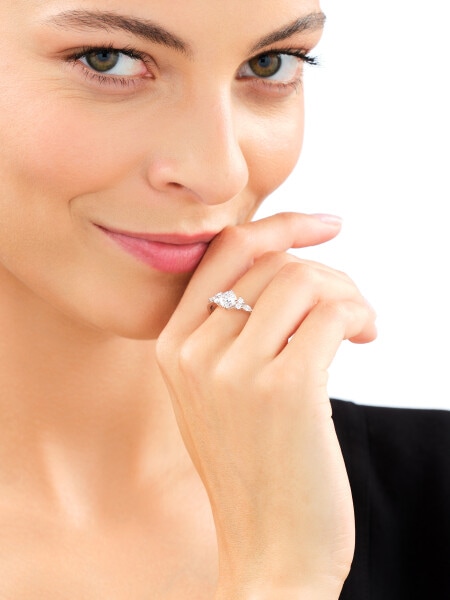 Rhodium Plated Silver Ring with Cubic Zirconia