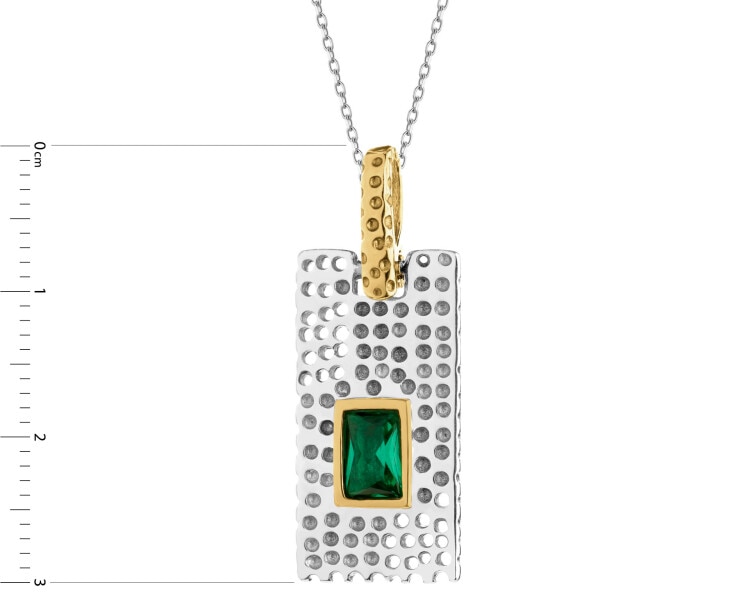 Rhodium-Plated Silver, Gold-Plated Silver Pendant with Cubic Zirconia
