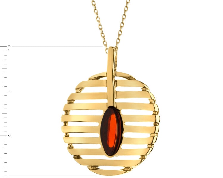 Gold-Plated Silver Pendant with Amber