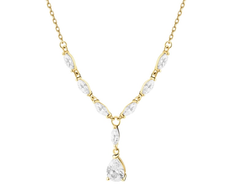 9 K Yellow Gold Necklace with Cubic Zirconia