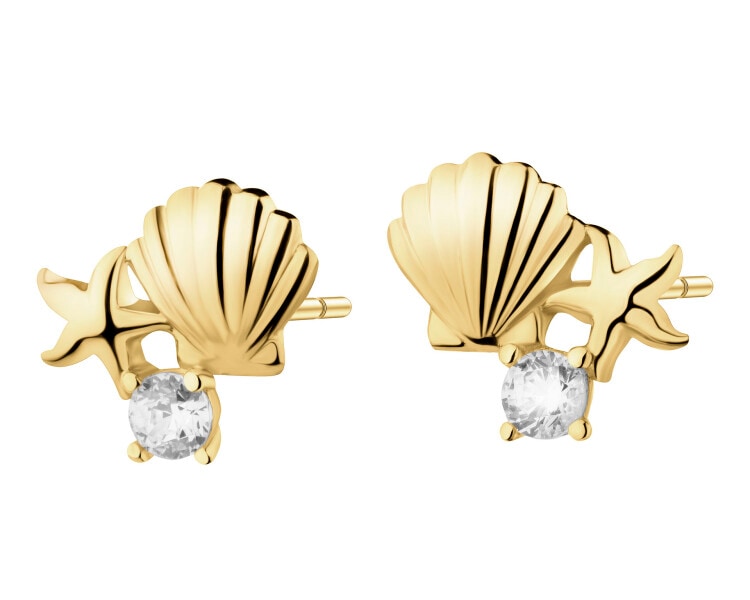 9 K Yellow Gold Earrings with Cubic Zirconia