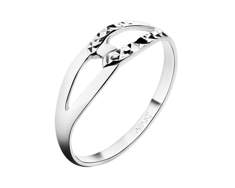 14 K Rhodium-Plated White Gold Band Ring 