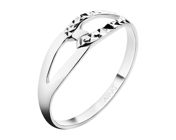 14 K Rhodium-Plated White Gold Band Ring 