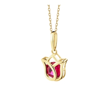 9 K Yellow Gold Pendant with Synthetic Ruby