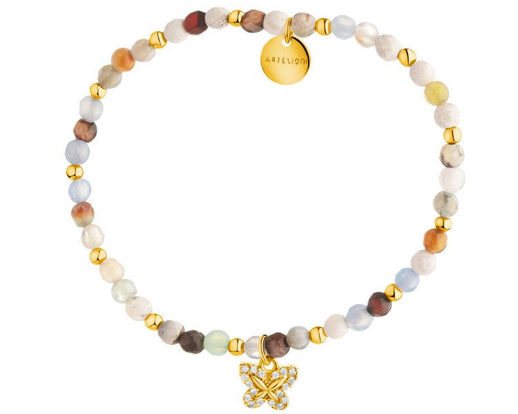 Gold-Plated Brass Bracelet with Agate