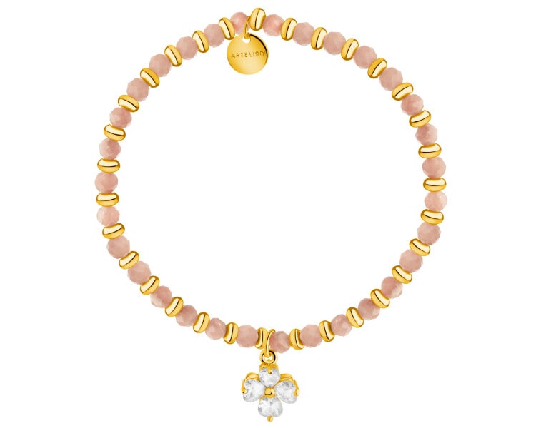 Gold-Plated Brass Bracelet with Rhodochrosite