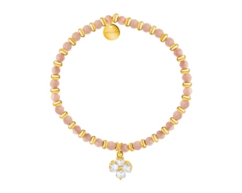 Gold-Plated Brass Bracelet with Rhodochrosite