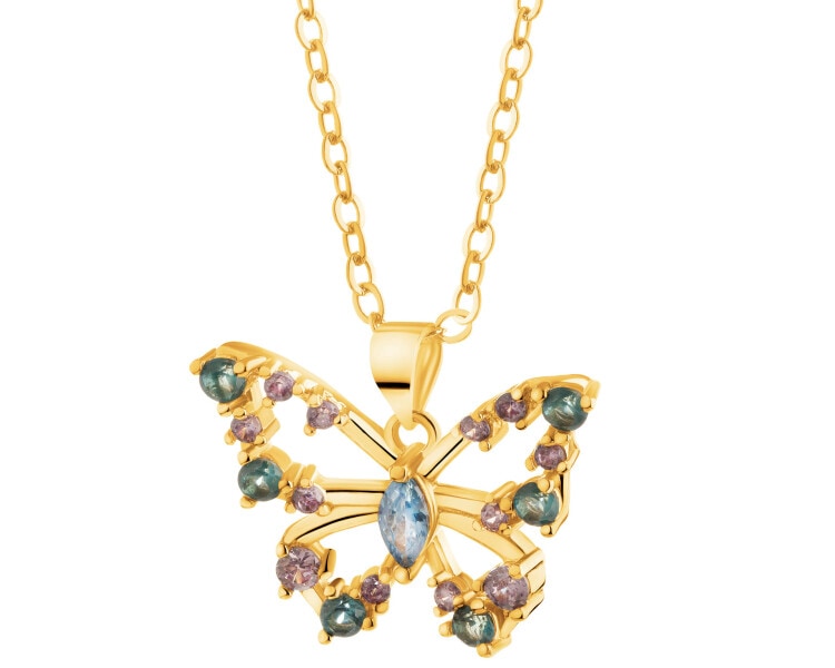 Gold-Plated Brass Necklace with Cubic Zirconia