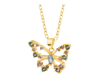 Gold-Plated Brass Necklace with Cubic Zirconia