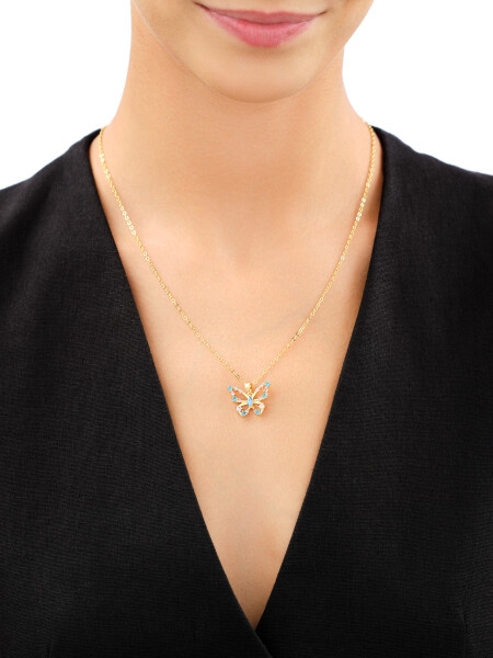 Gold-Plated Brass Necklace with Cubic Zirconia