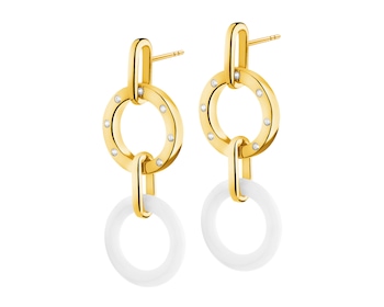 Gold-Plated Brass Dangling Earring with Cubic Zirconia