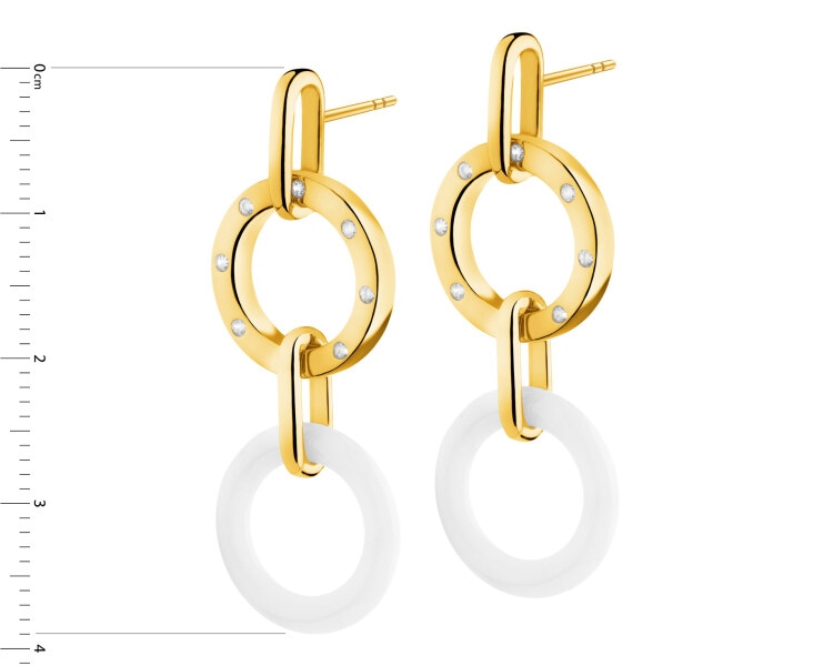 Gold-Plated Brass Dangling Earring with Cubic Zirconia