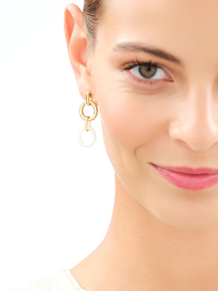 Gold-Plated Brass Dangling Earring with Cubic Zirconia