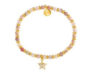 Gold-Plated Brass Bracelet with Synthetic Opal