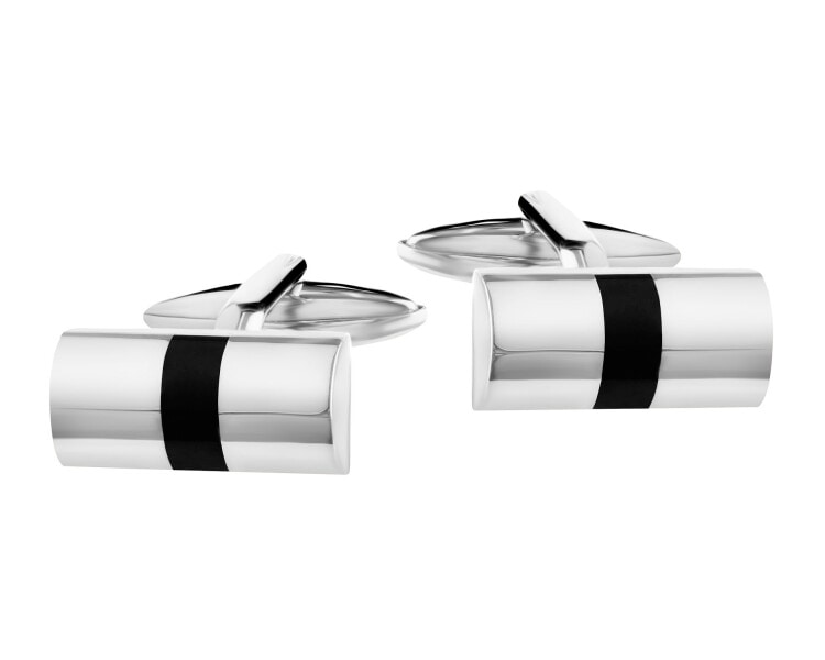 Stainless Steel Cufflink with Onyx