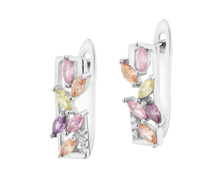 Rhodium Plated Silver Earrings with Cubic Zirconia