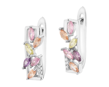 Rhodium Plated Silver Earrings with Cubic Zirconia