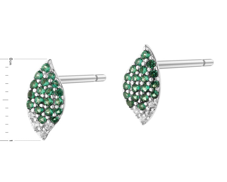 Kolczyki srebrne z cyrkoniami - liście