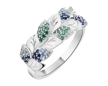 Rhodium Plated Silver Ring with Cubic Zirconia