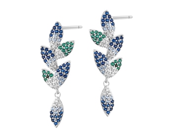 Rhodium Plated Silver Dangling Earring with Cubic Zirconia