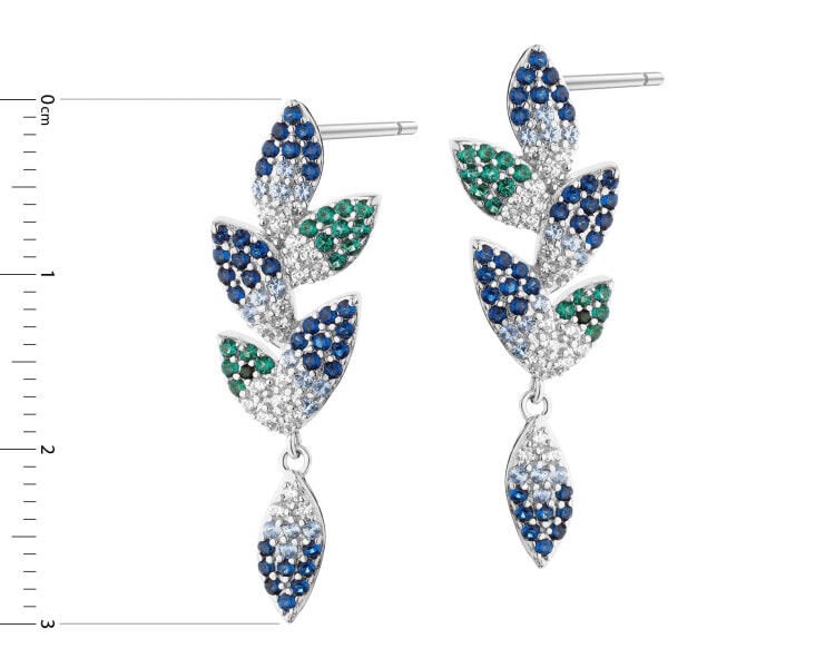 Rhodium Plated Silver Dangling Earring with Cubic Zirconia