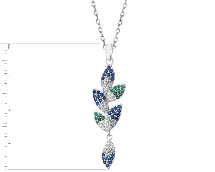 Rhodium Plated Silver Pendant with Cubic Zirconia