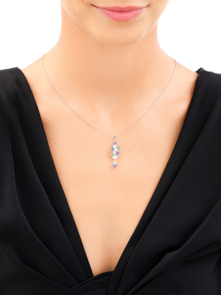 Rhodium Plated Silver Pendant with Cubic Zirconia