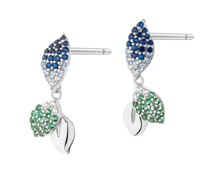 Rhodium Plated Silver Dangling Earring with Cubic Zirconia