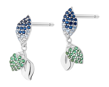 Rhodium Plated Silver Dangling Earring with Cubic Zirconia