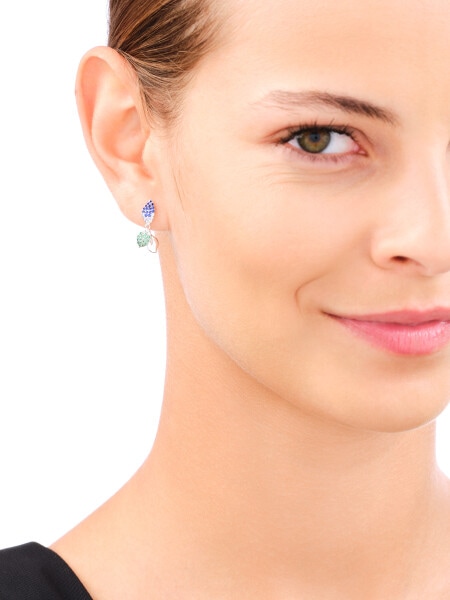 Rhodium Plated Silver Dangling Earring with Cubic Zirconia