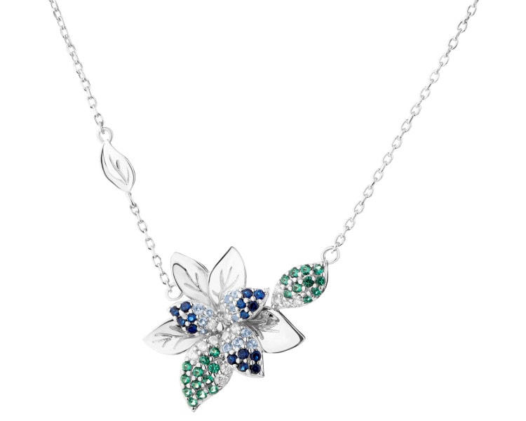 Rhodium Plated Silver Necklace with Cubic Zirconia